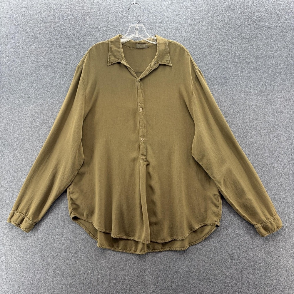 CP Shades Tunic Shirt Women XL Green Hand Dyed Wool Blend Button Relaxed Top USA